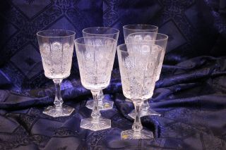 Set Of 6 Bohemian Crystal Wine Glasses 8 Oz.  Vintage Lace Design,  Classic Czech