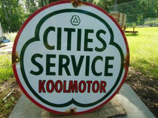 Vintage Cities Service Koolmotor Porcelain Gas Station Pump Sign
