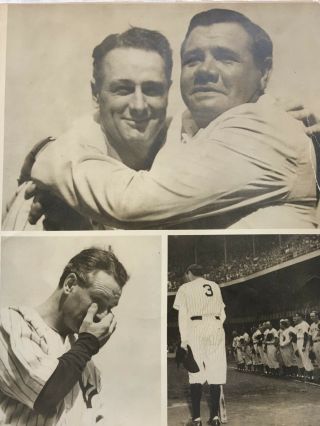 1939 Vintage Photo Collage - Lou Gherig Goodbye To Baseball Babe Ruth Yankees