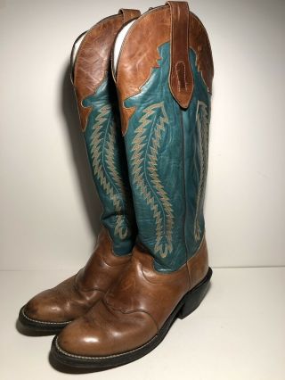 Vintage Mens Usa Made Tall Olathe Buckaroo Cowboy Boots Western Boots Sz 10.  5 D
