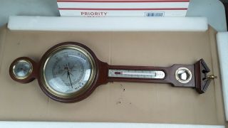 Vintage 29” Airguide Mahogany Thermometer Barometer Hygrometer Weather Station