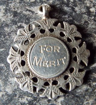 Edinburgh Boys Brigade Antique 1903 For Merit Sterling Silver Fob Medal