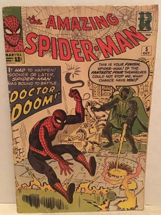 Spiderman 5 Marvel Comic 1963 Silver Age Vintage Doctor Doom