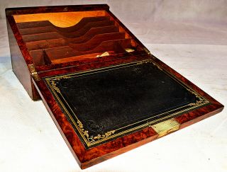 Mid Victorian Burr Walnut Stationery Box With Writing Slope
