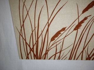 Vtg 70s Marushka Textile Art Screen Print Stretched Fabric Wall Art Wheat 36x24 5