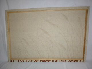 Vtg 70s Marushka Textile Art Screen Print Stretched Fabric Wall Art Wheat 36x24 7