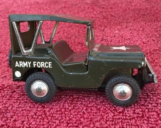 Vintage Army Force Jeep Tin Litho Made In Japan Friction Rare