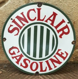 Vintage Sinclair Gasoline Porcelain Enamel Sign Gas - Oil Pump Plate 11 3/4 "