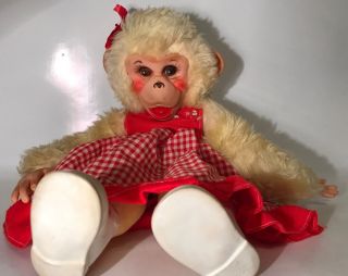 Vintage Howdy Doody Tippy Zip Girlfriend Monkey 15 " Plush Rushton Doll Stuffed