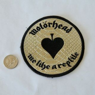Vintage Motorhead Sew On Patch Love Me Like A Reptile 4 " Round Snake Embossed