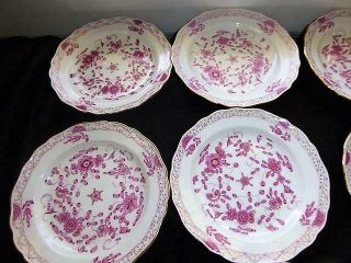 ANTIQUE MEISSEN PINK/PURPLE INDIAN DESSERT PLATES 6 