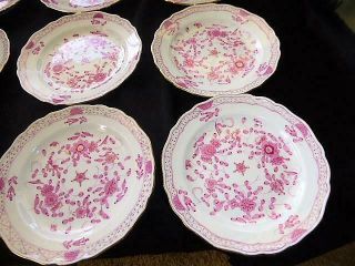 ANTIQUE MEISSEN PINK/PURPLE INDIAN DESSERT PLATES 6 