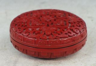 Vtg Chinese Carvd Cinnabar Lacquer Ink Box