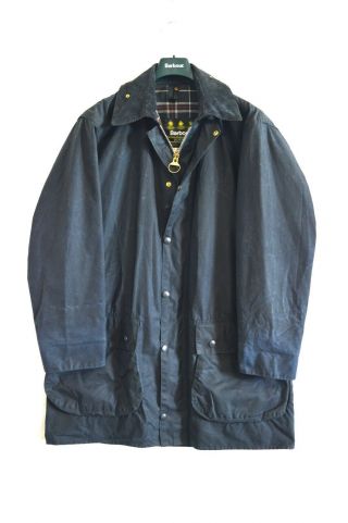 Vintage Barbour Border Waxed Jacket Coat Navy Size Men 