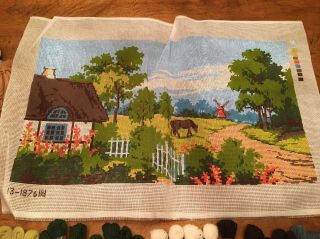 Rare Vintage Charles Nielsen Danish Pastoral Needlepoint Tapestry Kit