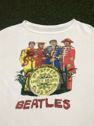 Rare White Vintage 70s The Beatles Sgt.  Pepper Lonely Hearts Shirt Thin