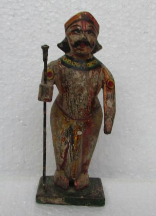 Vintage Old Hand Carved Painted Wooden Man Figurine Statue,  Collectible
