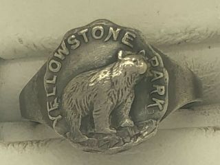 Vintage Sterling Silver Yellowstone National Park Ring Bear Sz 5.  5 3.  5g