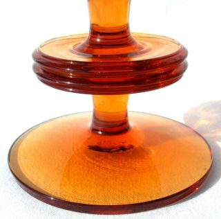 Pair Vtg Wedgwood Amber Glass 3 Disc Candle Holders Ronald Stennett - Willson 6