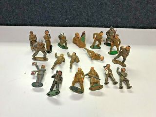 18 Vintage Barclay Lead Metal Soldiers Wwi Assorted Conditions Brown