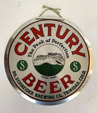 Vtg Century Beer The Peak Of Perfection P.  H.  Schneider Brewing Co.  Tin Wall Sign