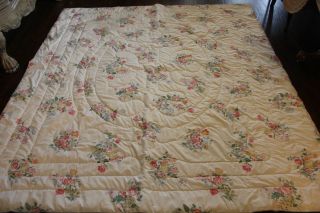 Rare Vintage Sears Diane Von Furstenberg Porcelain Flowers Comforter King Sized