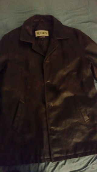 Wilsons Vintage M Julian Brown Button Leather Jacket Coat W/liner Men 