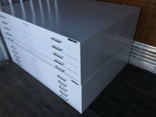 Vintage 10 Drawer Flat file Blueprint Cabinet with Base 54 