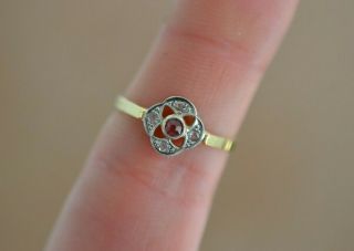 Antique Art Deco 18k Gold Ruby And Diamond Enagement Daisy Ring 2.  1 Gr