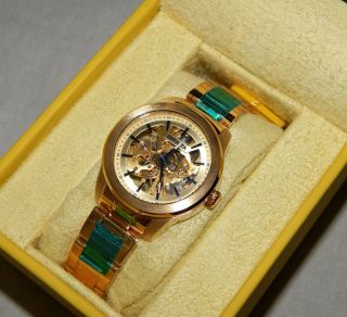 Invicta Vintage Automatic Gold Skeleton Dial Stainless Ladies Watch 25751 3