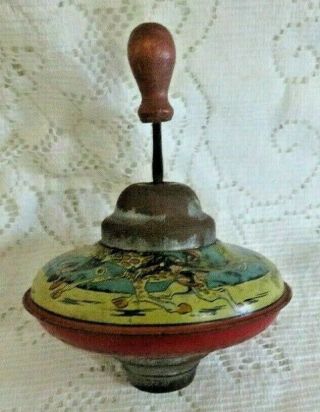 Antique Rare Little Black Sambo Tin Toy Spinning Top