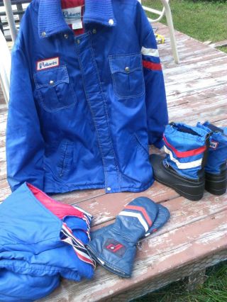 WOW vintage polaris snowmobile suit,  matching boots gloves,  WOW 3