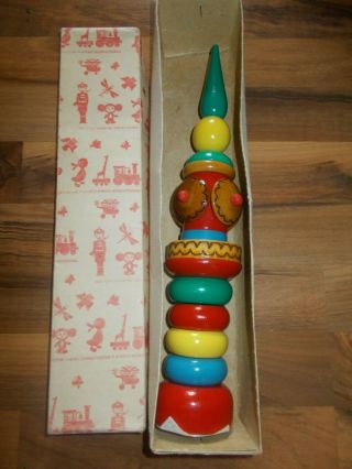 Vintage German Germany Infant Wooden Toy With Box 12 " Spinning Turning