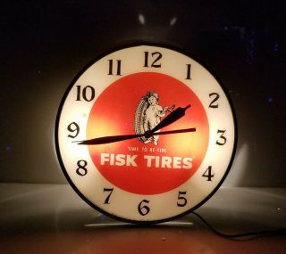 Vintage Fisk Tires Pam Clock Very Rare 1957