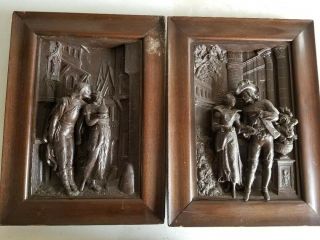 Spelter Plaques Titled Cottage And Palace.