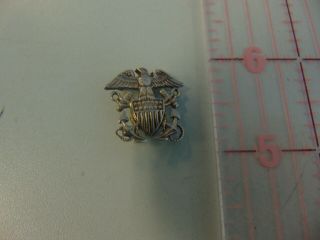 Early Small Wwii Us Navy Officers Overseas Badge Sterling Pin B7 - 72