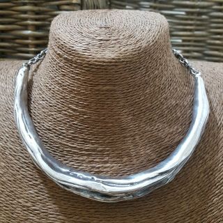 Vintage Sterling Silver Necklace/choker/collar,  Large Statement,  Boxed,  15 Inch