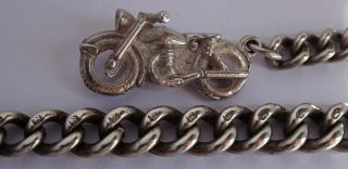 Fabulous Victorian solid silver pocket watch albert chain & silver motorbike fob 7