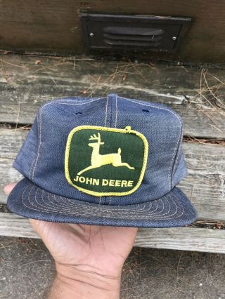 Vintage Louisville Denim Farmer Patch Snapback Trucker Hat Cap K Products Blue