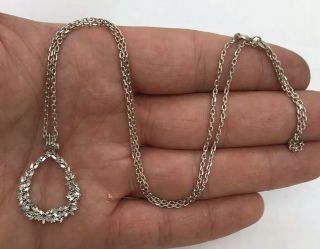 3/4 Carat Baguette Cut Diamond Silver Sapphire Pendant On Chain Designer