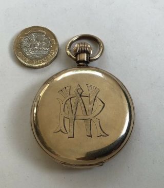 Vintage Full Hunter Gold Plated Pocket Watch With Elgin,  Illinois Case