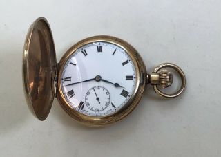 Vintage Full Hunter Gold Plated Pocket Watch with Elgin,  Illinois Case 2