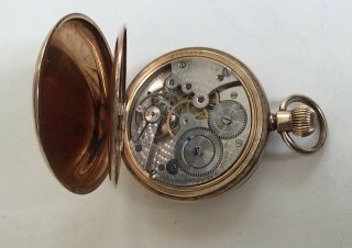 Vintage Full Hunter Gold Plated Pocket Watch with Elgin,  Illinois Case 3