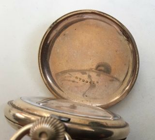 Vintage Full Hunter Gold Plated Pocket Watch with Elgin,  Illinois Case 4