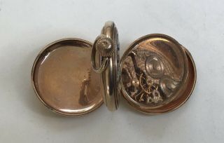 Vintage Full Hunter Gold Plated Pocket Watch with Elgin,  Illinois Case 5