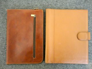 Set Raf Valigeria & Levenger Vintage Leather Clutch Briefcase/portfolio -