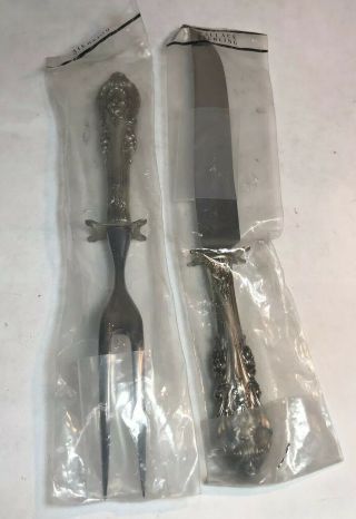 Wallace Sterling Silver Sir Christopher Two Piece Carving Set In Bags