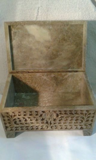 Large Antique Chinese Soapstone,  Decorated,  Jewellery Box - 20 x 12.  5 x 11 cms. 5