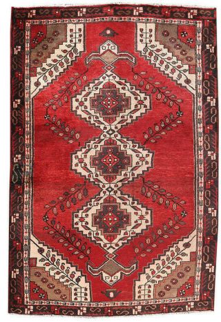 4x6 Wool Antique Red Handmade Turkish Geometric Vintage Area Rugs