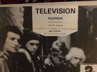 Television Richard Hell CBGB Poster 1974 Punk Rock Very Rare 3